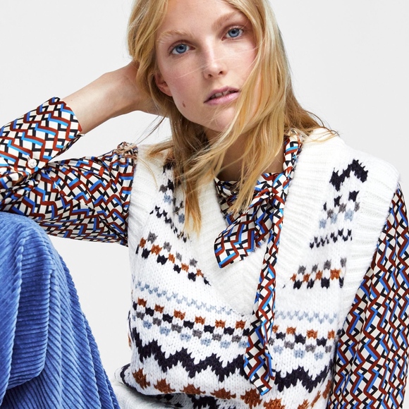 Zara | Tops | Zara Jacquard Waistcoat 